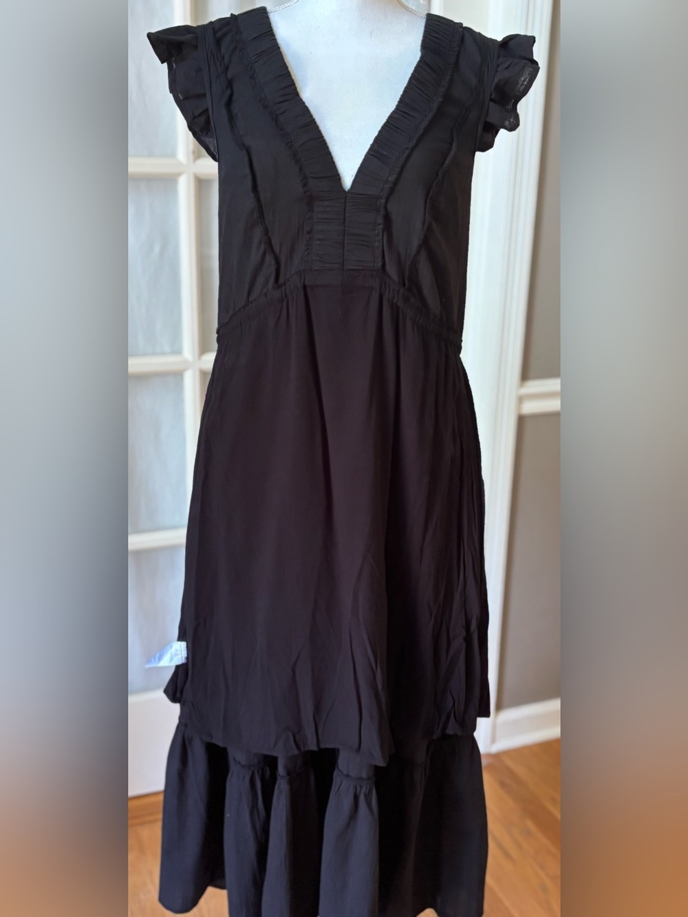 Strut & Bolt NWT Micah Tereu Black Cotton Ruffle Tiered Midi Dress S Cottagecore - Picture 14 of 15